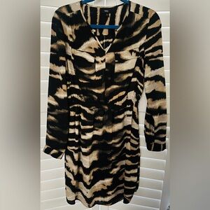 Mossimo Women’s Dress Animal Print Knee Length Long Sleeves Elastic Waist Size S